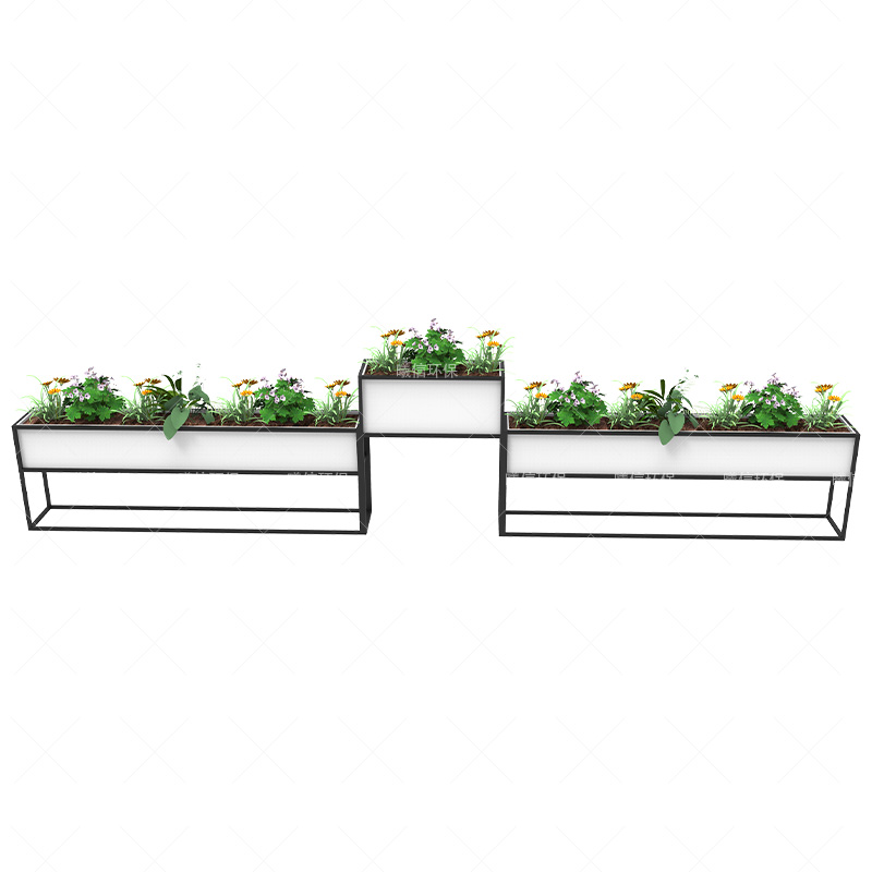 白色高低花箱鐵架組合